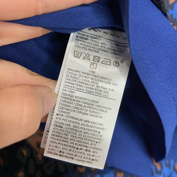 Banana Republic Cobalt Blue Leopard Print Button Front Skirt - Picture 9 of 11